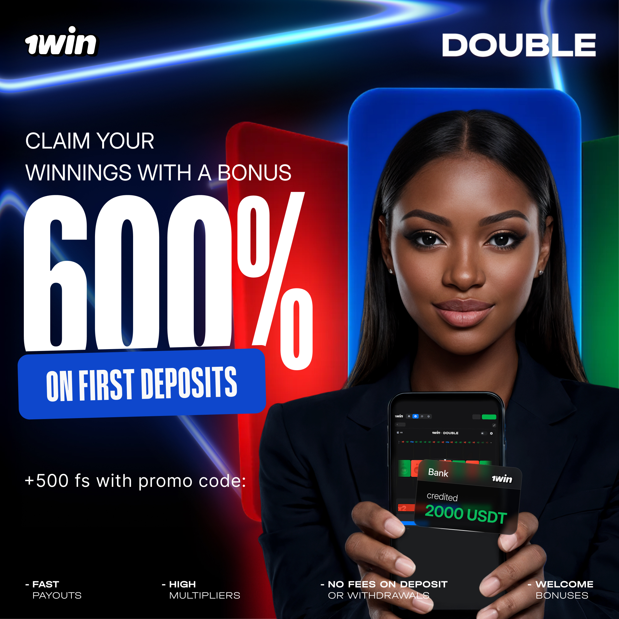1win promotional advertisement. 18+ only. Terms and conditions apply.